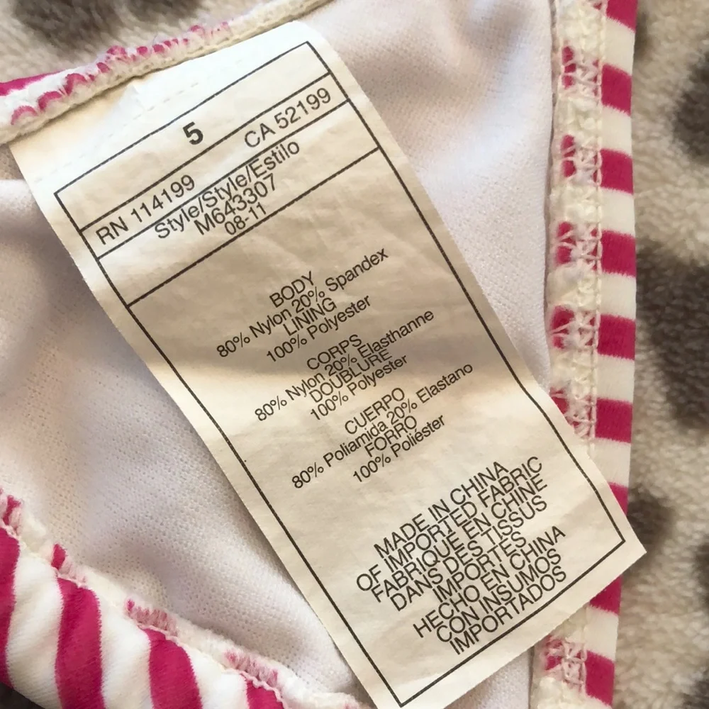 Roxy Girls Triangle String Bikini in Raspberry Pink Stripe Size 5
